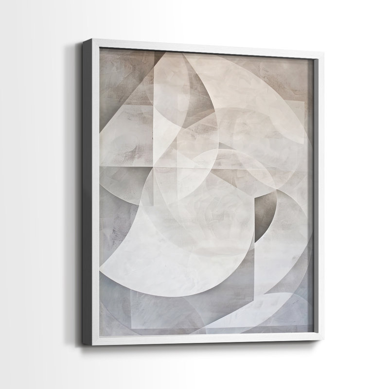 ABSTRACT Series XXVII - Impression encadrée de qualité supérieure - Prêt à être accroché - Aucun clou requis, Blanc / Blanc