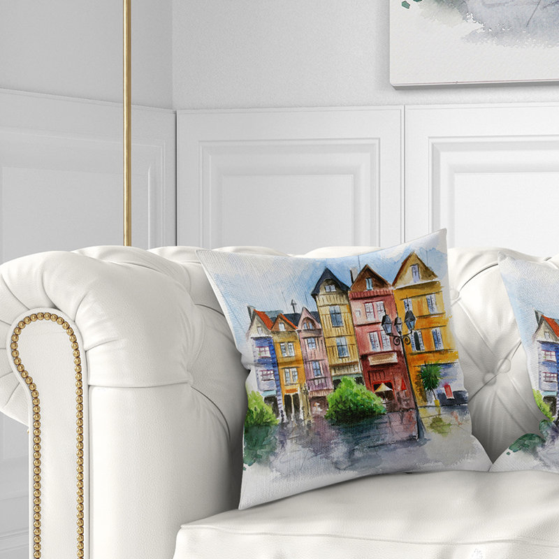 Schafer, paysage de la petite ville, 16 po x 1 po, Coussin décoratif