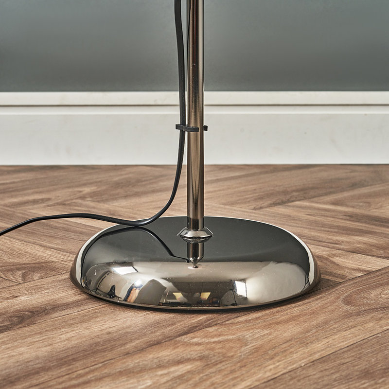 Hatton 176cm Torchiere Floor Lamp, Black Chrome, Yes