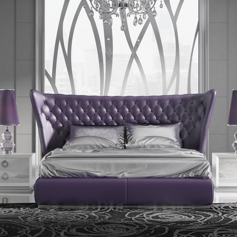 Klass Upholstered Wingback Bed, Queen