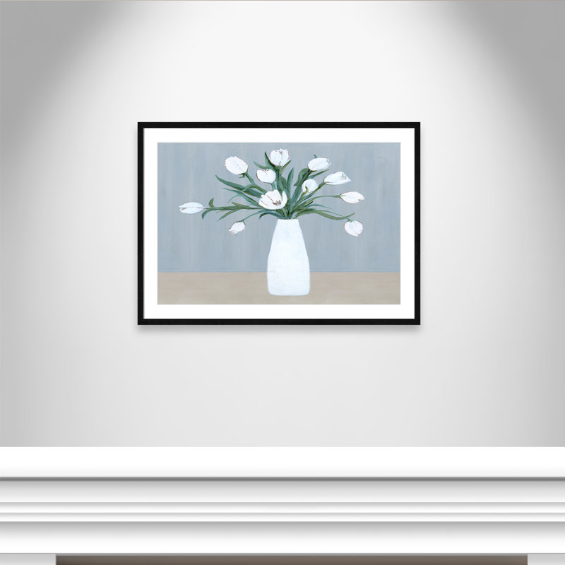 «Milk Glass Arrangement II» par - Print, H 35,5 po x l 25,5 po x P 0,75 po, Cadre noir