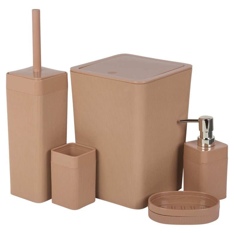 5 Piece Nuro Bathroom Accessory Set, Brown