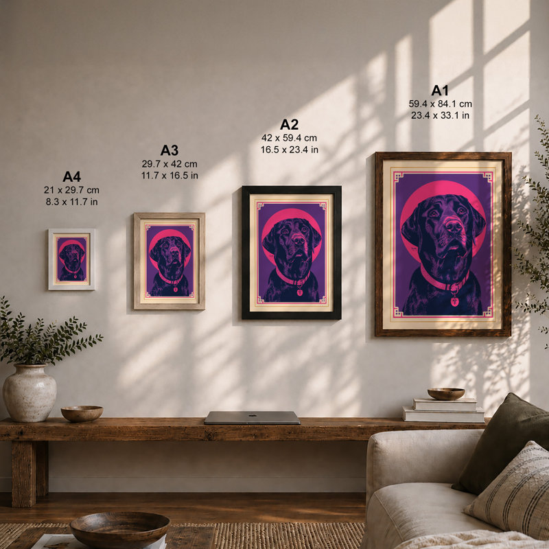 Dignified Halo Retro - Framed Print, A2 - 59.4 x 42.0 cm, White
