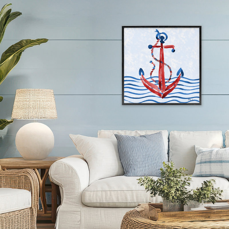«Brushstroke Anchor», peinture giclée encadrée, conception par Paul Brent, Giclée encadrée noir minuit, H 24 po x l 24 po