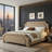 Elegant Upholstered Bed Frame With Nailhead Trim.-1679277605-1679277604