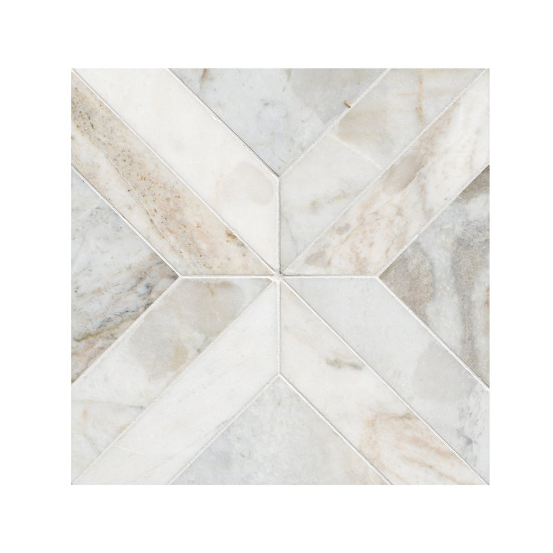 Ackland Arabescato Venato Castella de Blanc Elyx 12 in. x 12 in. Honed Marble Mosaic Floor and Wall Tile