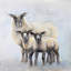 Famille de moutons - Toile encadrée pour animaux beige