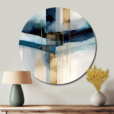 Abstrait transitionnel moderne, formes V - Art abstrait rond en métal