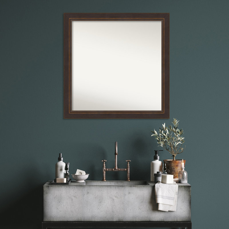 Ramsses Solid Wood Wall Mirror, 32.5" x 32.5", Square