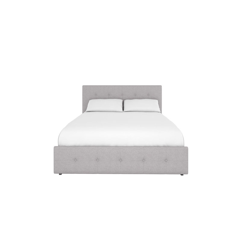 Upholstered Storage Bed, Double (4'6), Grey