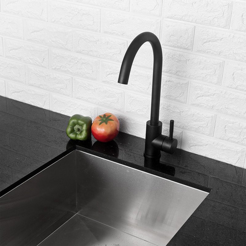Robinet d'évier de cuisine avec poignées simples, noir, Matte Black