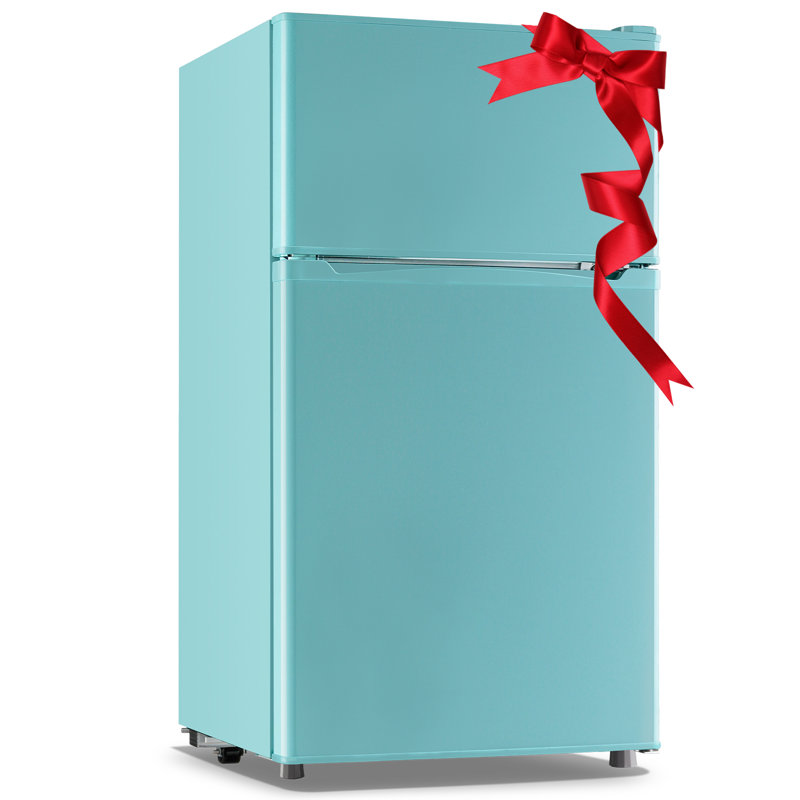 WANAI 3.5 Cu.Ft Mini Fridge with Freezer, Compact Refrigerator for Office, Dorm, Apartment, 7-Level Adjustable Thermostat, 2 Removable Shelves and Bakset, Small Fridge