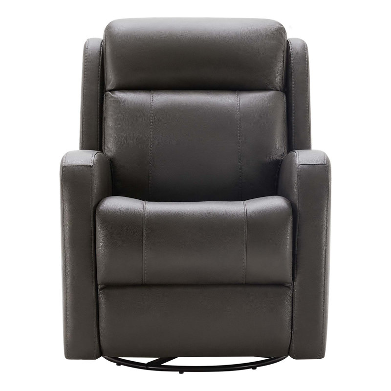 Fauteuil inclinable électrique en cuir véritable Louisa, Impression sur fond en cuir fleur gris foncé