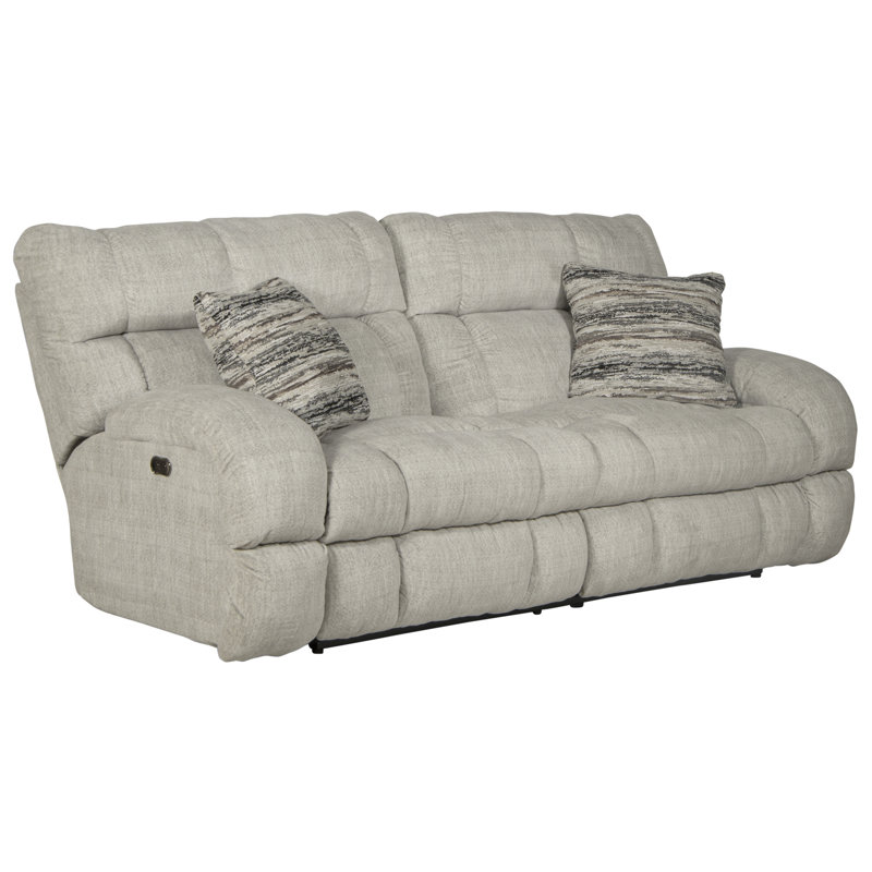 Annaliisa Upholstered 93'' Reclining Sofa, Beige Polyester, Power