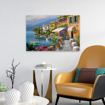 Seaside Bistro Cafe - Landscapes Boats Cafe Europe Ocean Art