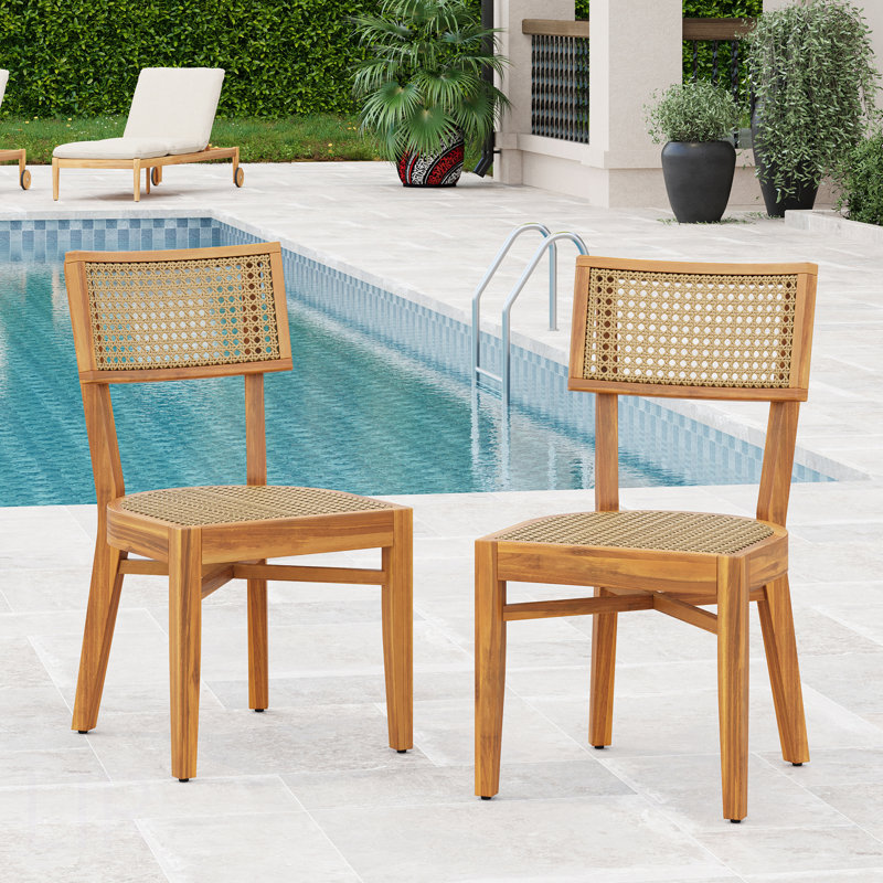 Netro Acacia Wood Dining Chair With Wicker