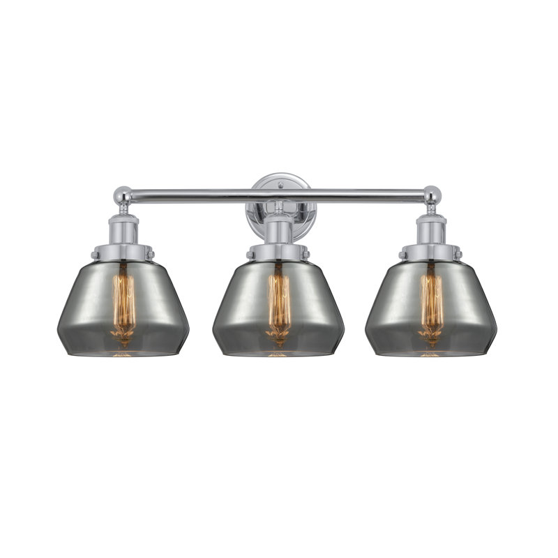 Éclairage de salle de bain à 3 lumières à intensité variable Rivka, Plaqué couleur fumée, Chrome poli