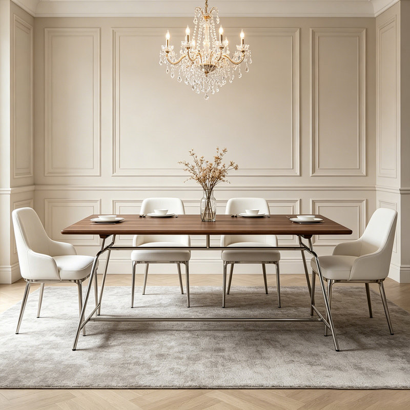 Nut-brown Rectangular Solid Wood Dining table
