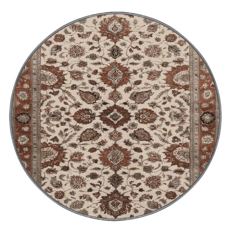 Machine Washable Persian Gray Area Rug, Round 3'