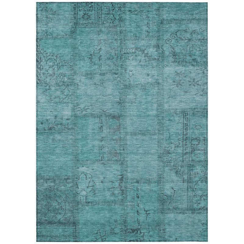 Tapis bleu sarcelle et turquoise 8 pi x 10 pi