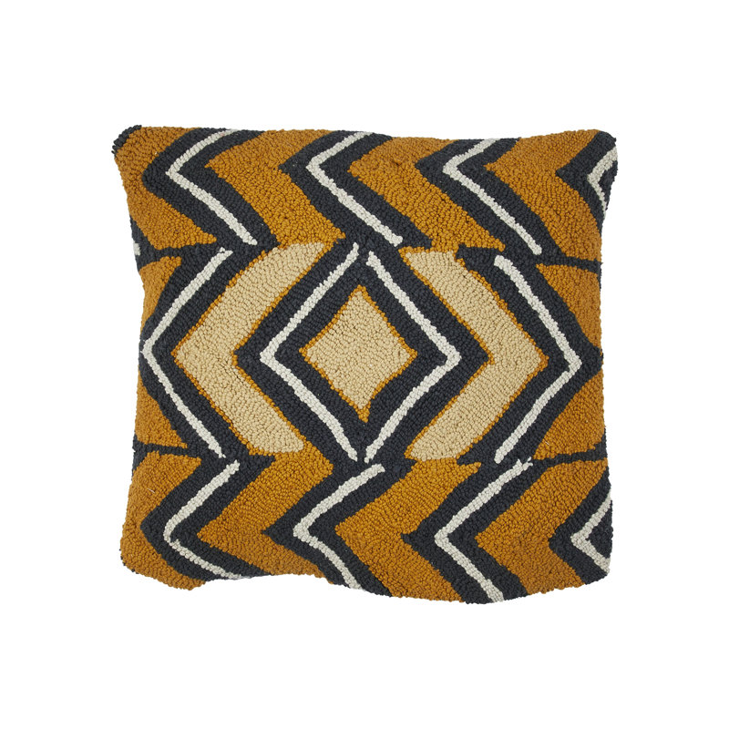 Cotton Punch Hook Pillow With Chevron Design