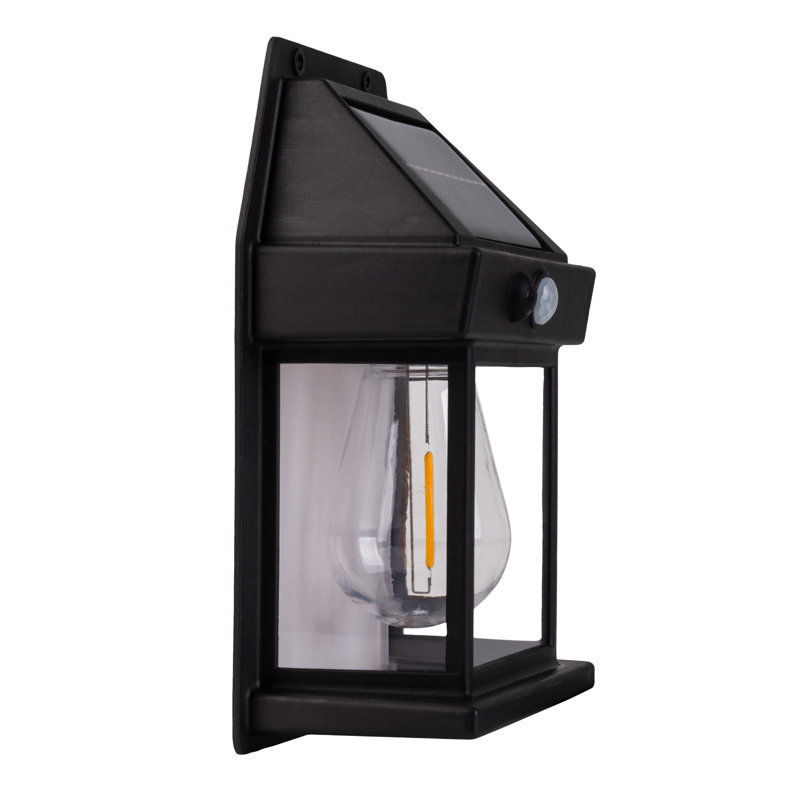 Reisy Matte Black 17cm H Solar Powered Integrated LED Outdoor Sconce with Dusk to Dawn