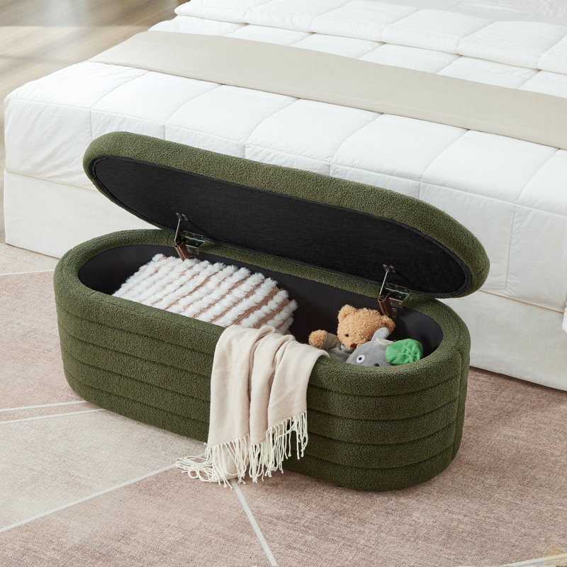 Banc de rangement avec repose-pieds Skandar, Vert foncé