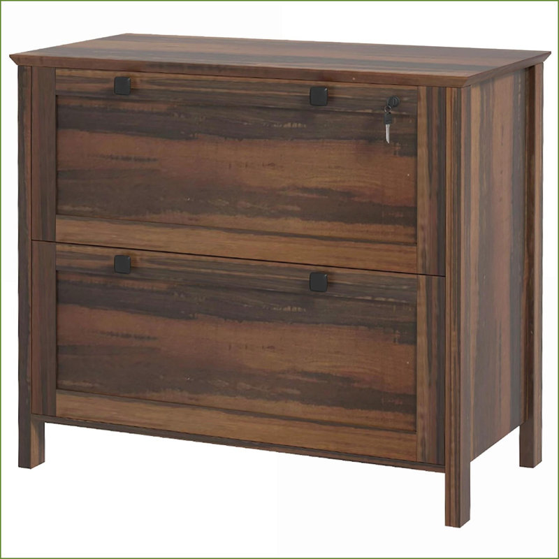 File Cabinets: 2-Drawer Lateral Lockable with Adjustable Bar for Letter/A4/Legal, Walnut Brown | Modern | Office