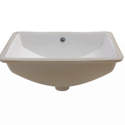 21"X14"  Ceramic Rectangular Undermount Bathroom Sink With Overflow