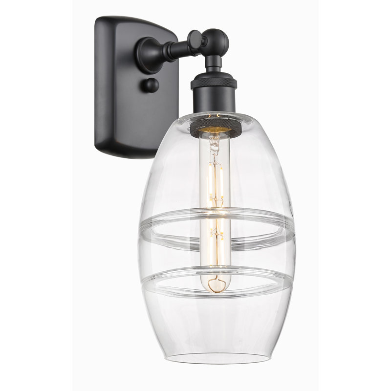 Bettylou Steel Armed Sconce, Clear, 9.13" H x 5.88" W x 7.06" D, Matte Black