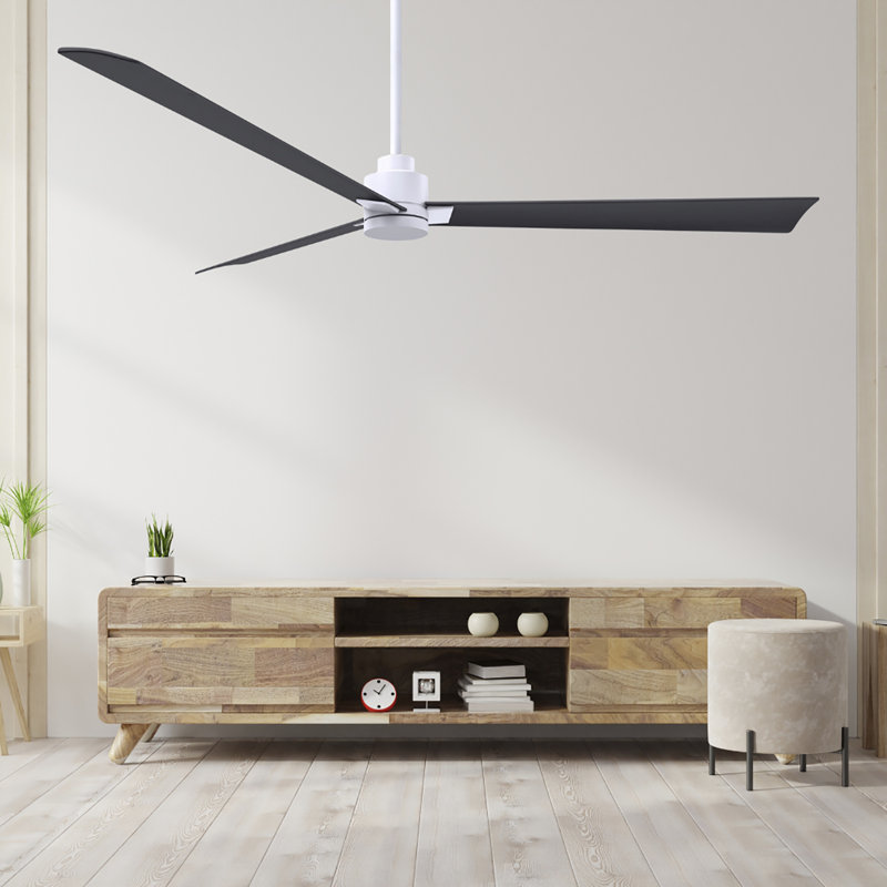 Alessandra Outdoor Downrod Ceiling Fan, Matte White, Matte Black