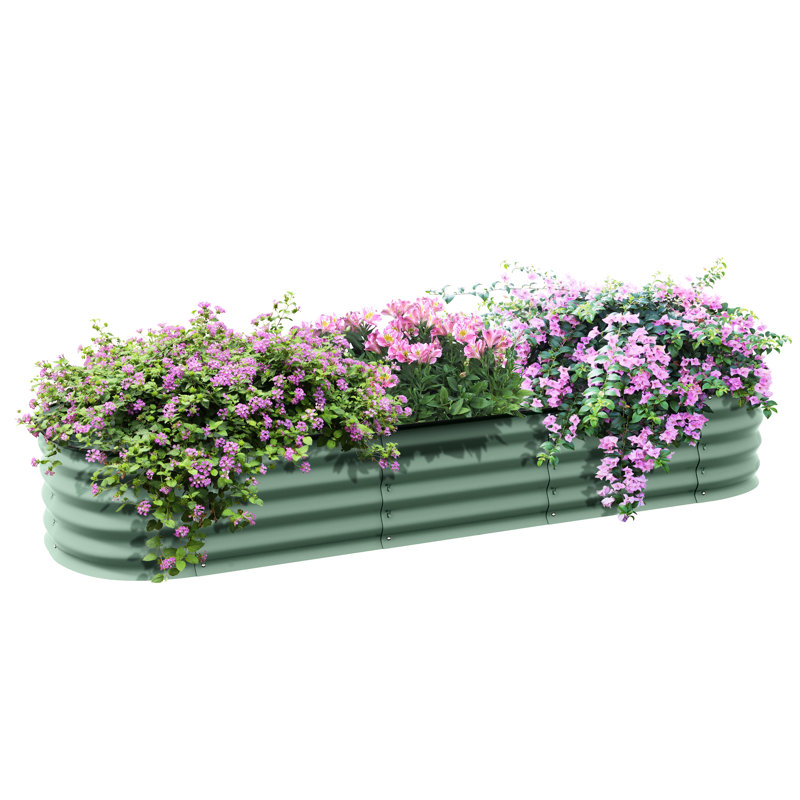 Galvanized Metal Raised Garden Bed, 6.4' X 2' 1', Outdoor Planter Box With Edge, For Flower, Herb & Vegetable Growth, Easy To Assemble, Self-Draining, Modular Structure Bed Kit, 75.61" Length 24.5"