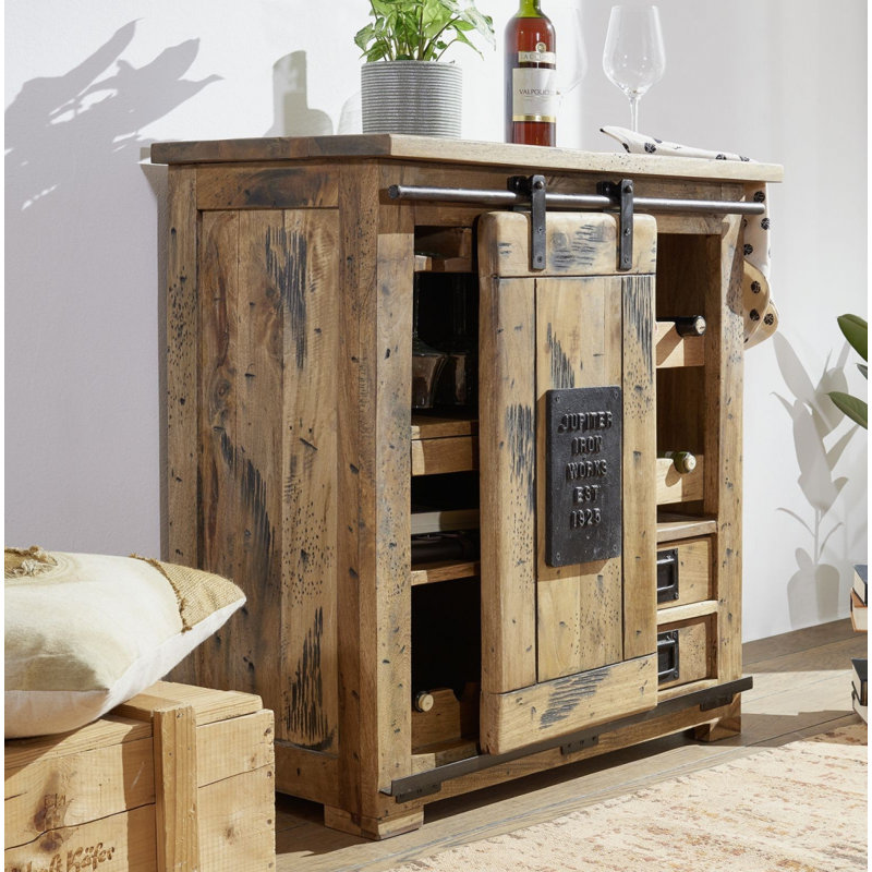 Railway 80cm Solid Wood Bar Cabinet
