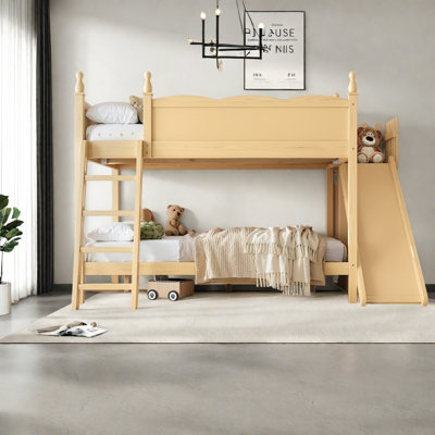Lits avec glissière de rangement, lit double en bois sur lit double, chambre d'enfant moderne