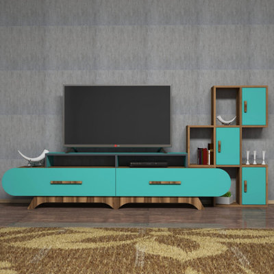 Meuble télé moderne avec tablette murale, 80,7 po x 19,7 po x 14,5 po | 100% panneau de particules enduit de mélamine, épaisseur: 0,7 pouce | Comprend de nombreuses tablettes, une conception murale, parfaite pour les salons élégants et les espaces d