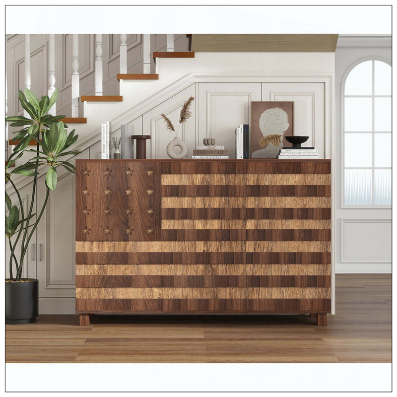 Buffet Buffet avec rangement: armoire de rangement de cuisine sculptée à la main avec 2 tiroirs et 3 portes, console de bar avec tablettes réglables - pour le salon du vestibule