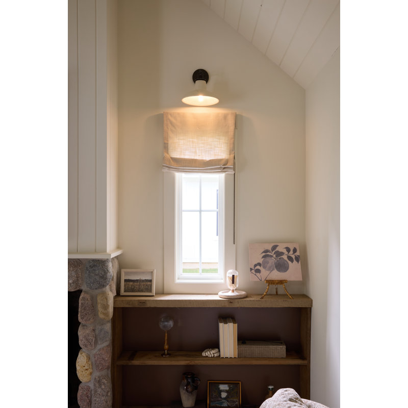 Pottersville 1 - Light Armed Sconce, Distressed Bronze/Ceramic Ivory Crackle