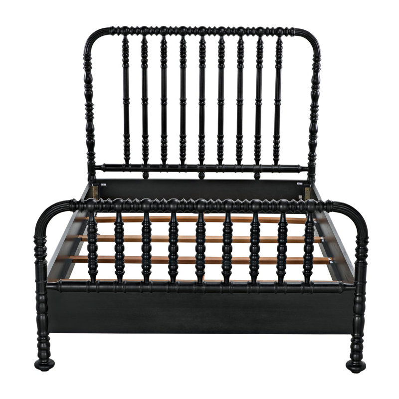 Bachelor Solid Wood Bed, Queen, Hand Rubbed Black