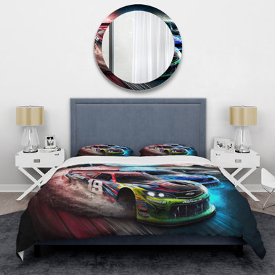 Ensemble de housse de couette en microfibre / polyester American Stock Car Racing V Bedding