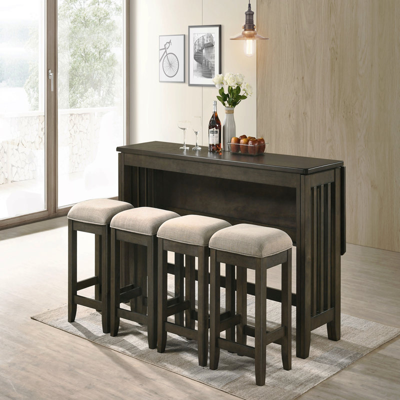 Drop Leaf Table W/ 4 Dining Stools
