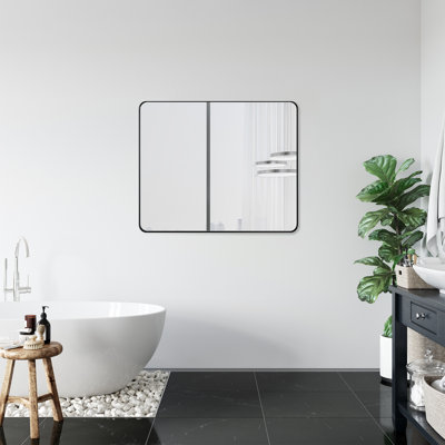 Miroir mural avec cadre en aluminium noir mat 24 po Nettuno