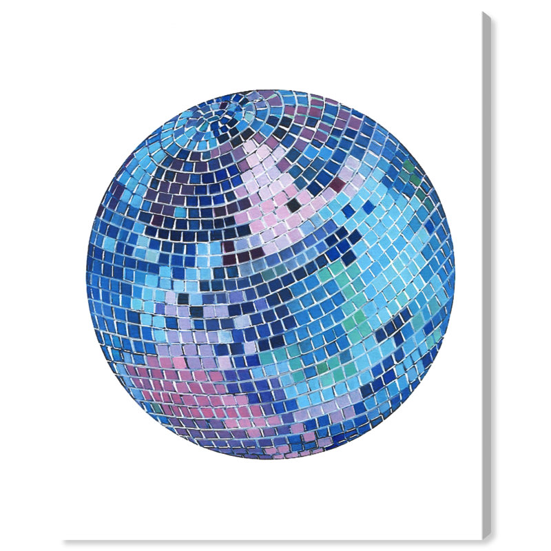 Abstrait abstrait disco sur toile bleue moderne, H 20 po x l 16 po x P 0,8 po