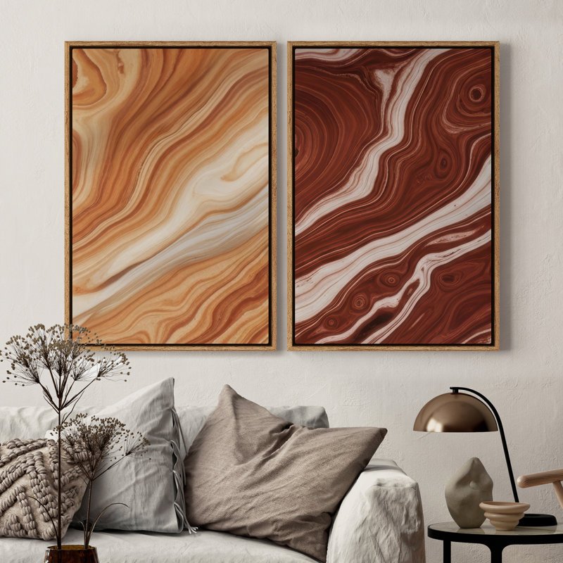 Art mural encadré sur toile, rétro muraux abstraits pour chambre à coucher, H 24 po x l 16 po, Naturel