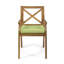 Chaise de salle à manger, 2 pièces avec 2 coussins verts, pour cour, bord de piscine, jardin-123986080