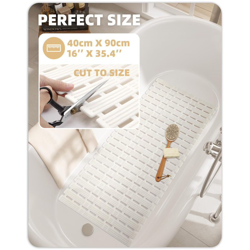 Tapis de bain, L 16 po x L 36 po, Blanc