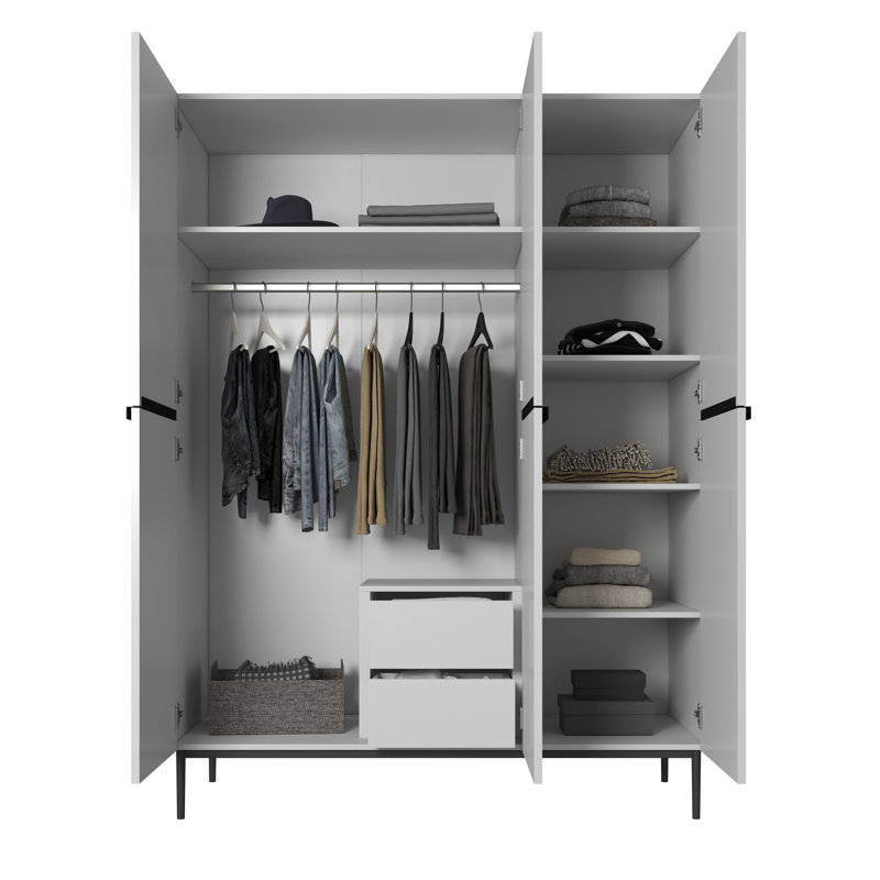 Alidia 3 Door Manufactured Wood Wardrobe, White/Black