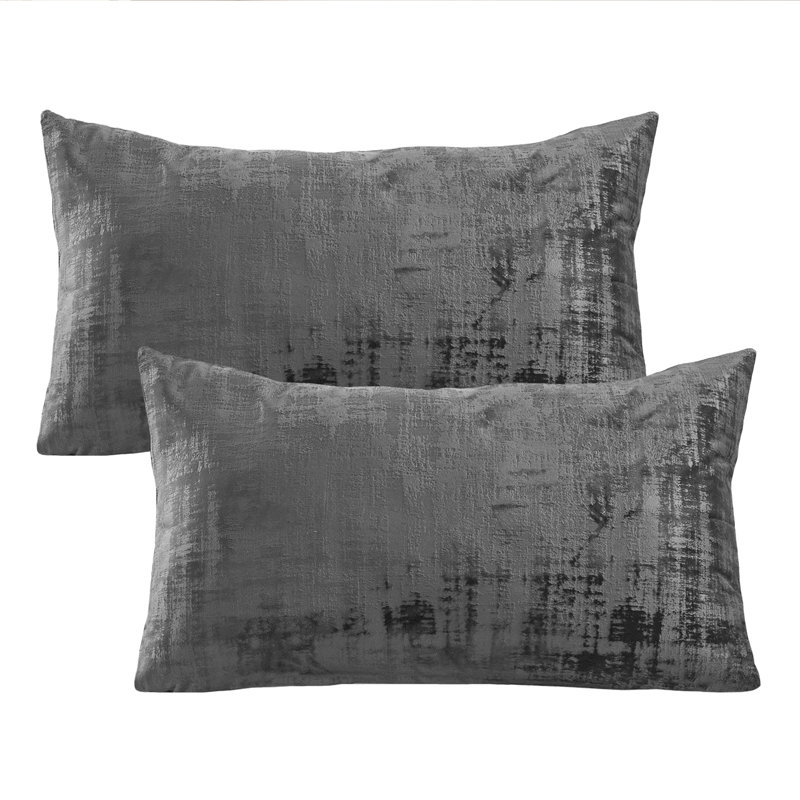 Textured Velvet Textured Rectangular Pillow Cover, Peat