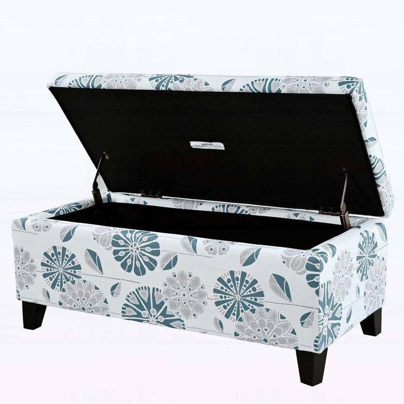 Storage Bench with Floral Patterned Fabric