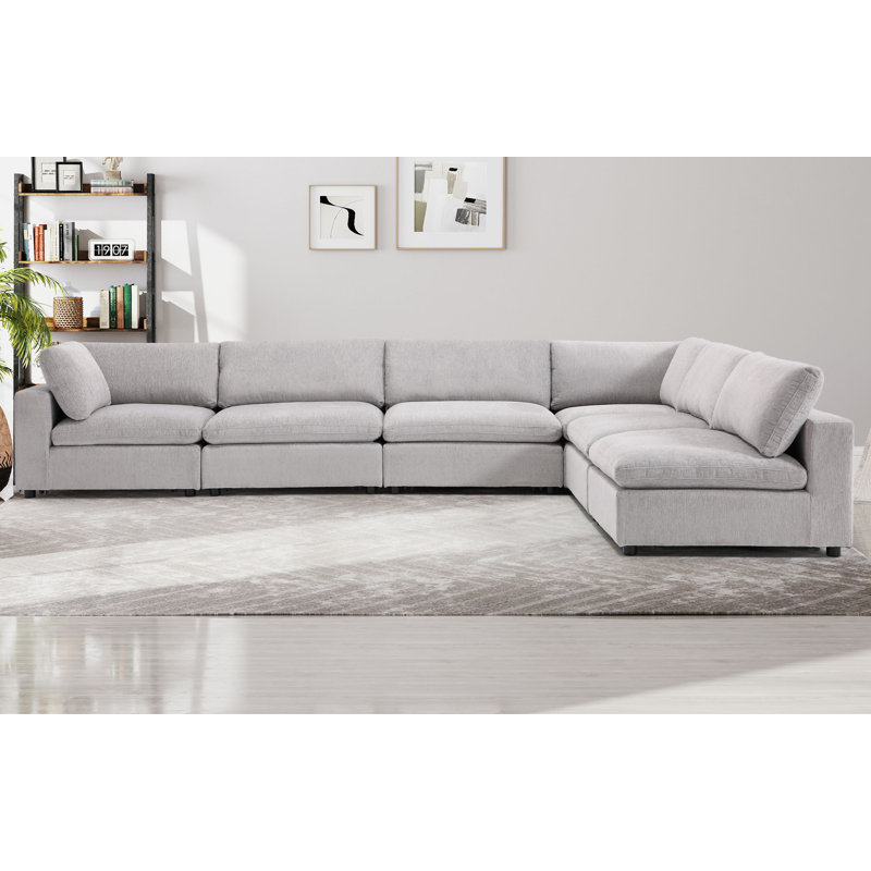 Canapé modulaire rembourré avec coussins 6 pièces Modern Minimalist