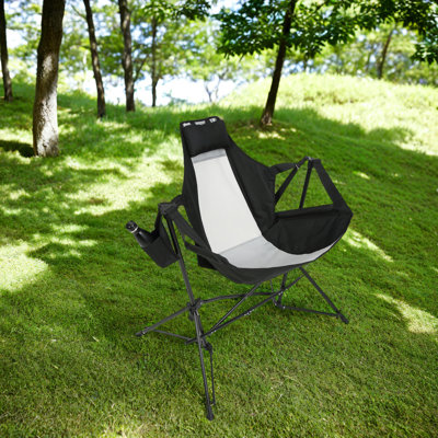 Hammock Camping Chair, Folding Portable Rocking Chair, Adjustable  Recliner With Pillow & Cup Holder For Outdoor Lawn Travel
